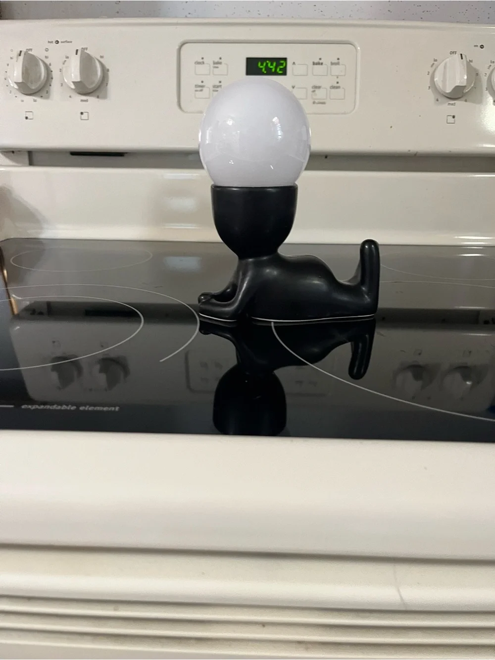 Black Figural Table Lamp with White Globe